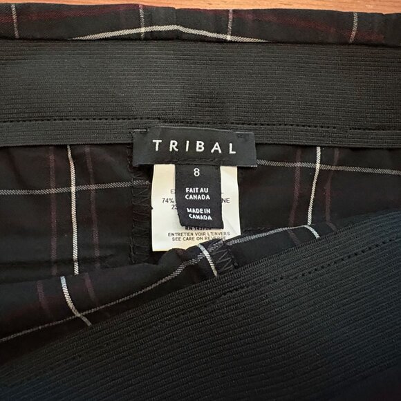 TRIBAL FIA PRINTED TROUSER BLACK WINDOW PANE PLAID; SZ 8; NWT - Picture 6 of 7